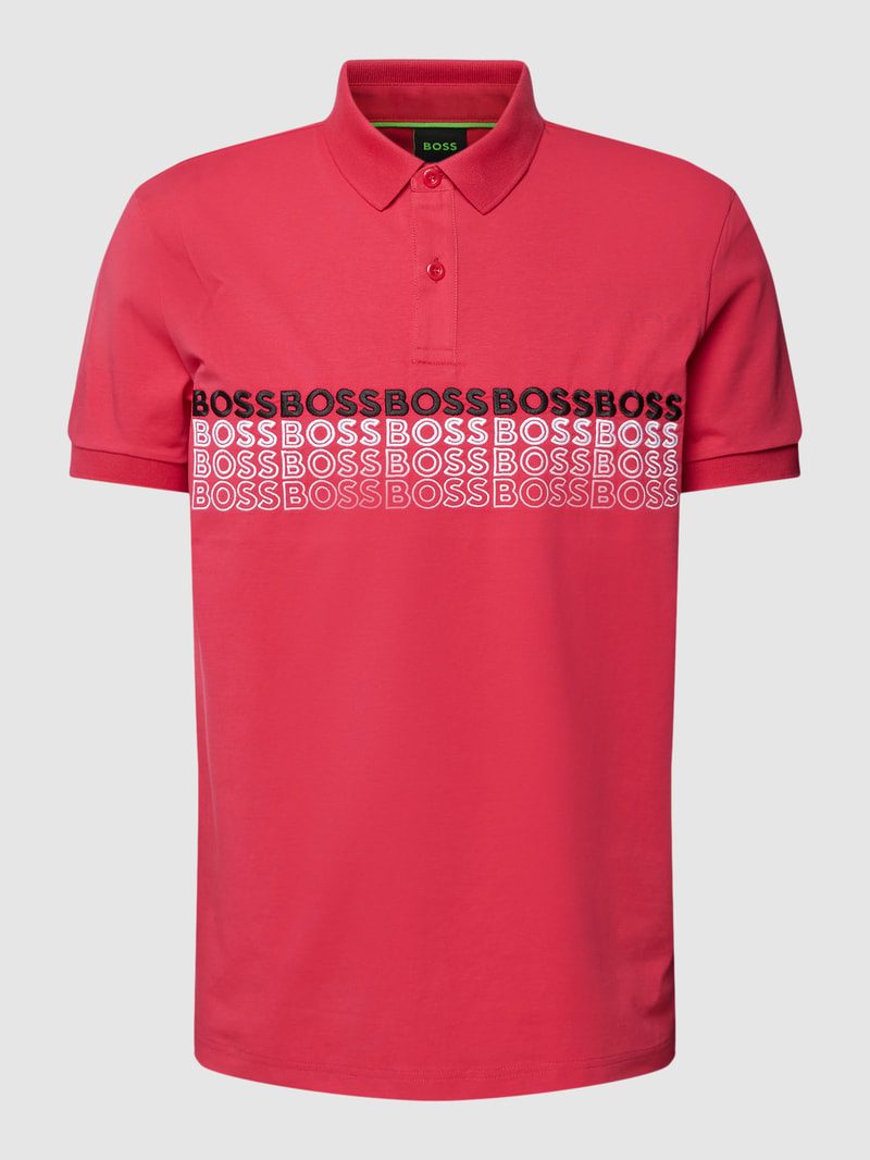 Poloshirt mit Label-Stitching Modell 'Pavel' in pink