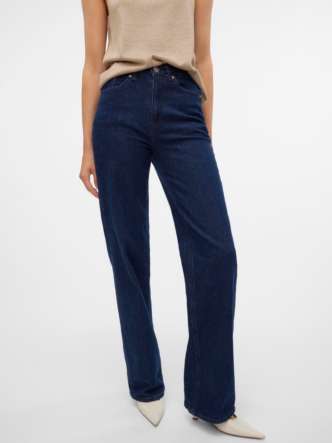 VMTESSA Hohe Taille Weit geschnitten Jeans