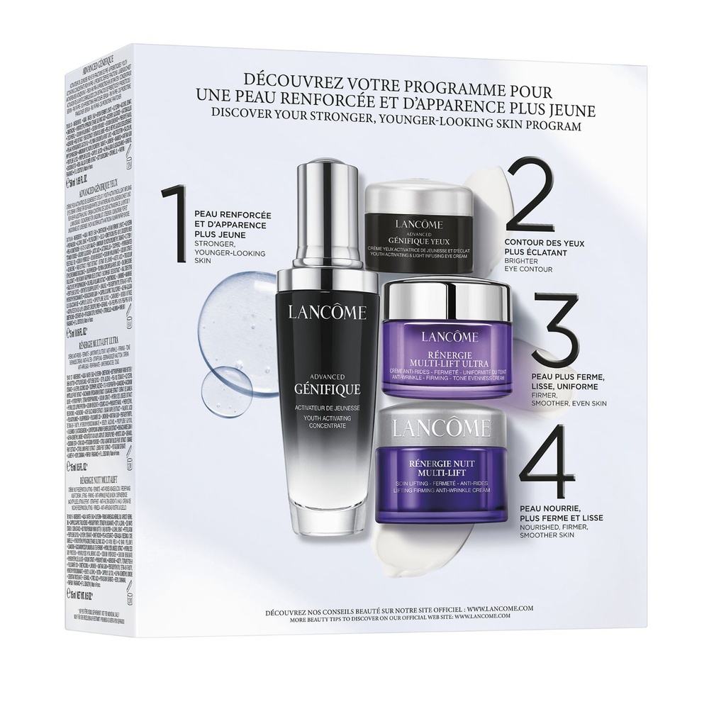 Lancôme Advanced Génifique Coffret Routine Anti-Âge Sérum + Crème Yeux, Crème Jour & Crème Nuit
