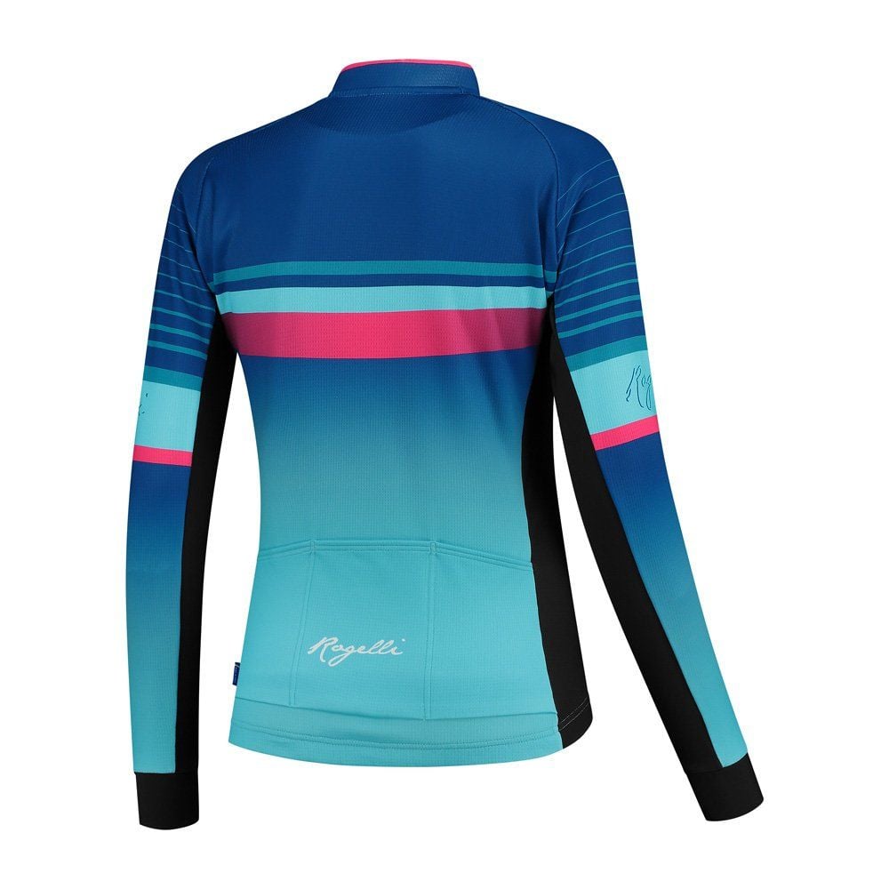 Rogelli Impress Blau/Rosa Damen Radtrikot Langarm