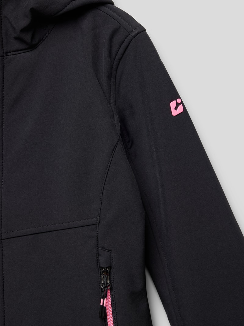 Softshell-Jacke mit Label-Detail in schwarz