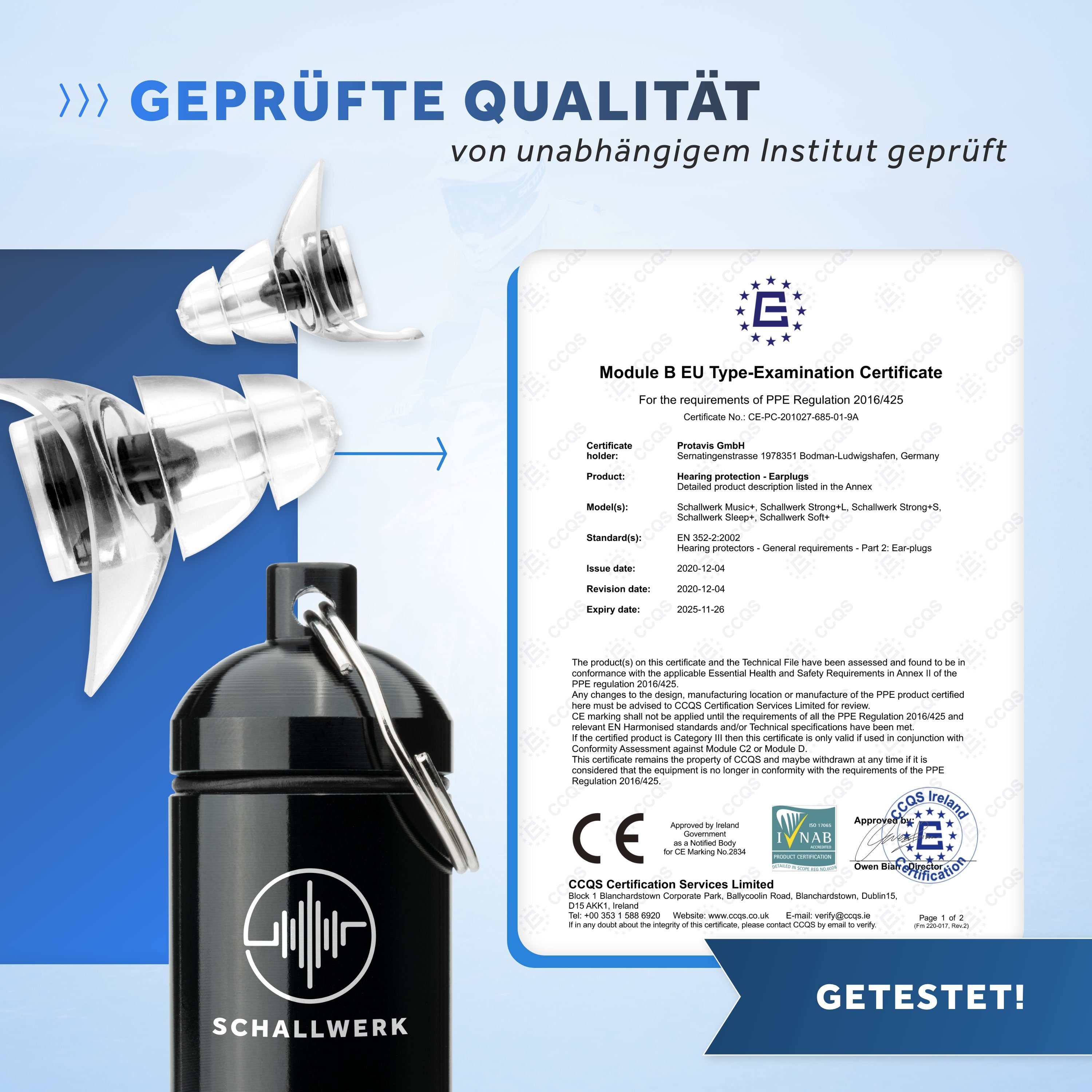 Schallwerk Gehörschutzstöpsel SCHALLWERK ® Strong+ Gehörschutz Ohrstöpsel mit extra starkem Schutz