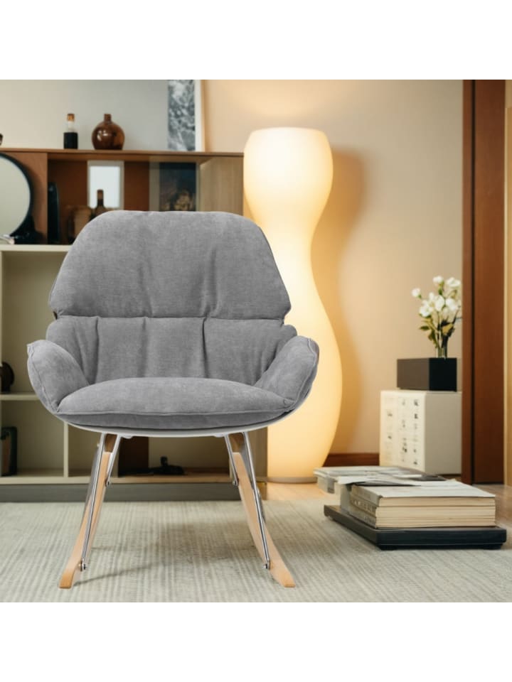 KADIMA DESIGN Schaukelstuhl Textil Holzkufen, Designsessel, Komfortabler Polstersessel günstig kaufen onesize