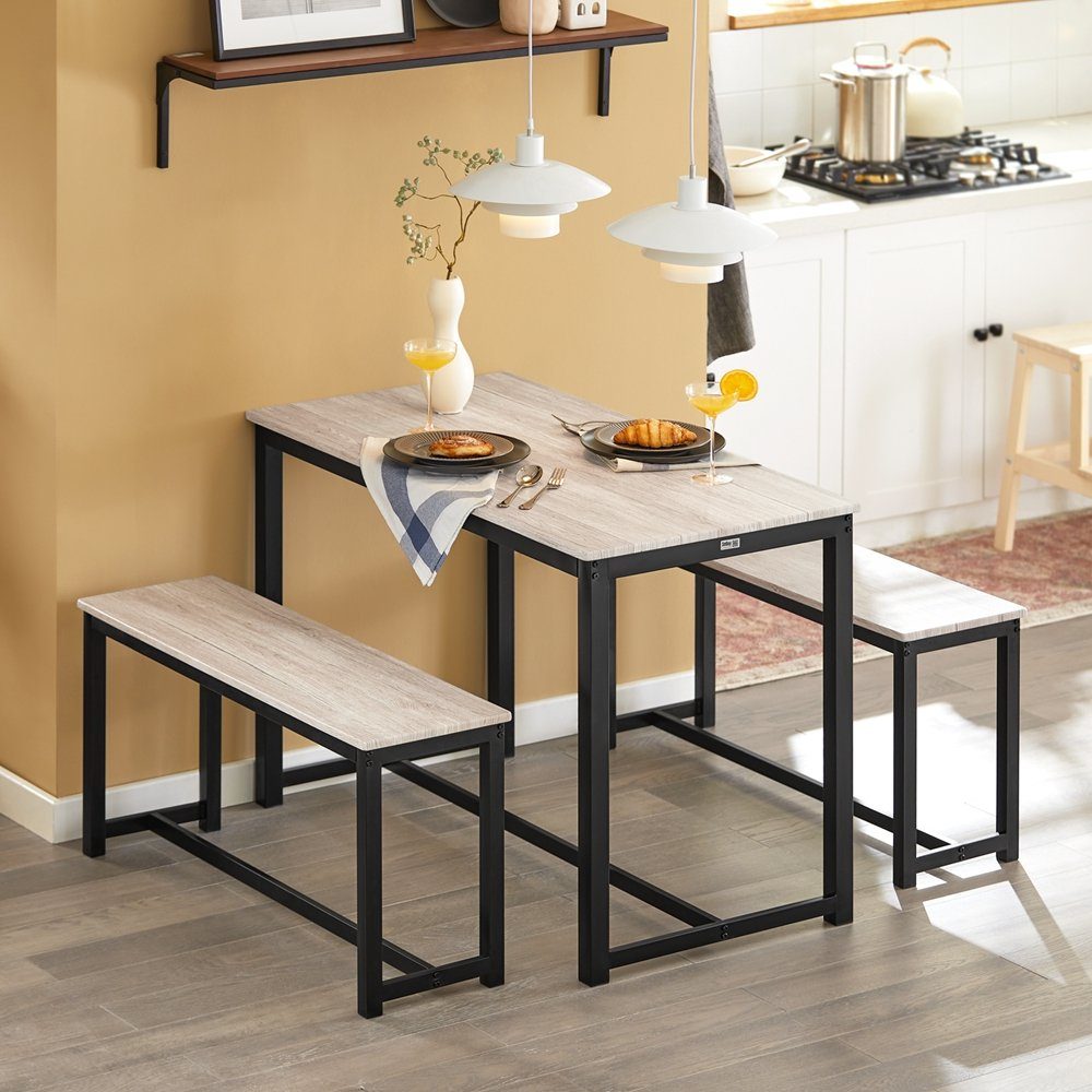 SoBuy Essgruppe OGT25, (3-tlg), 3-teilig Essgruppe Esstisch mit 2 Sitzbänke Küchentisch-Set