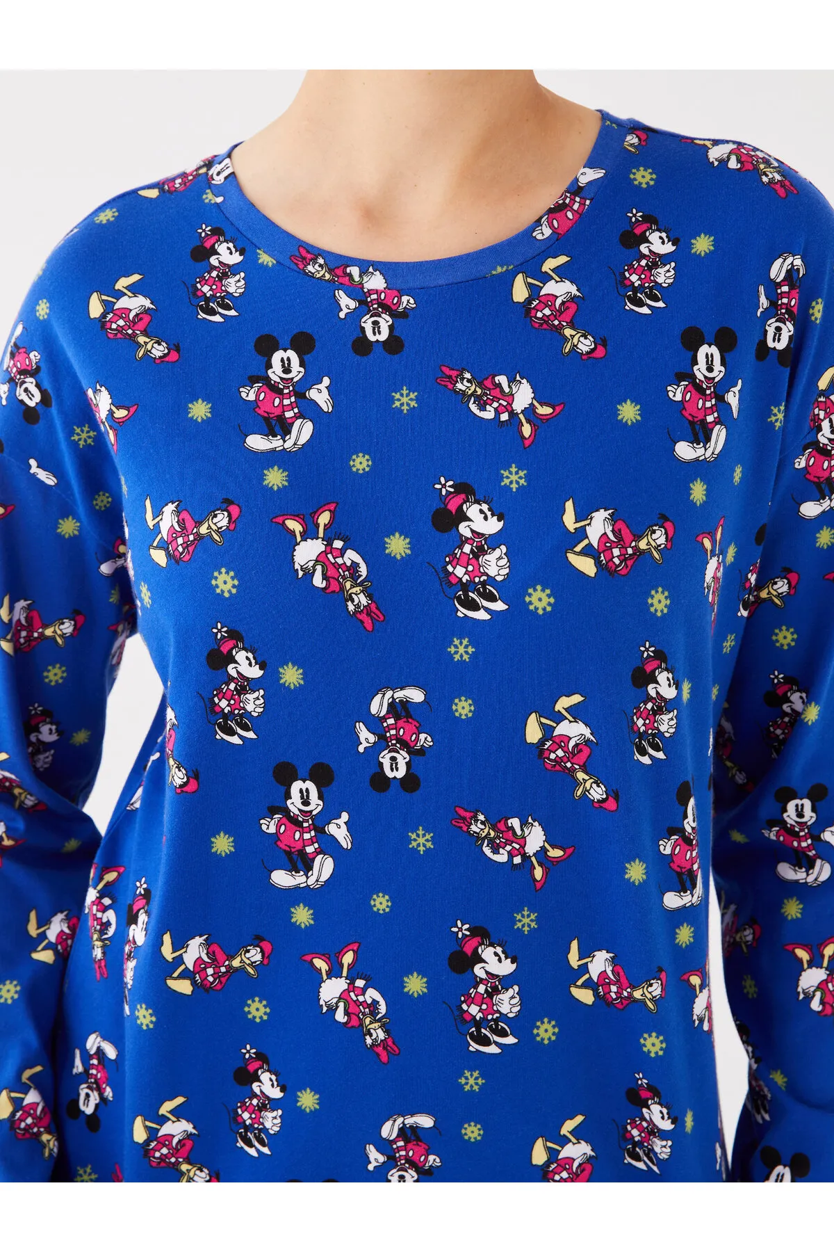 LC Waikiki  Disney-bedrucktes, langärmliges Damen-Pyjama-Set mit Rundhalsausschnitt