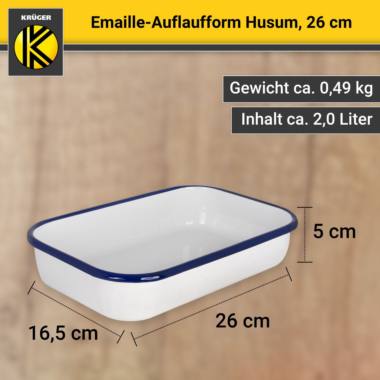 Karl Krüger Emaillierte Auflaufform HUSUM, 26 cm