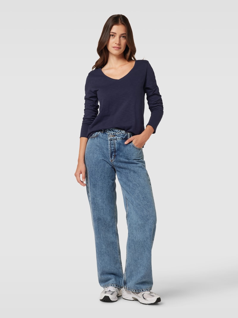 Longsleeve mit V-Ausschnitt in marineblau