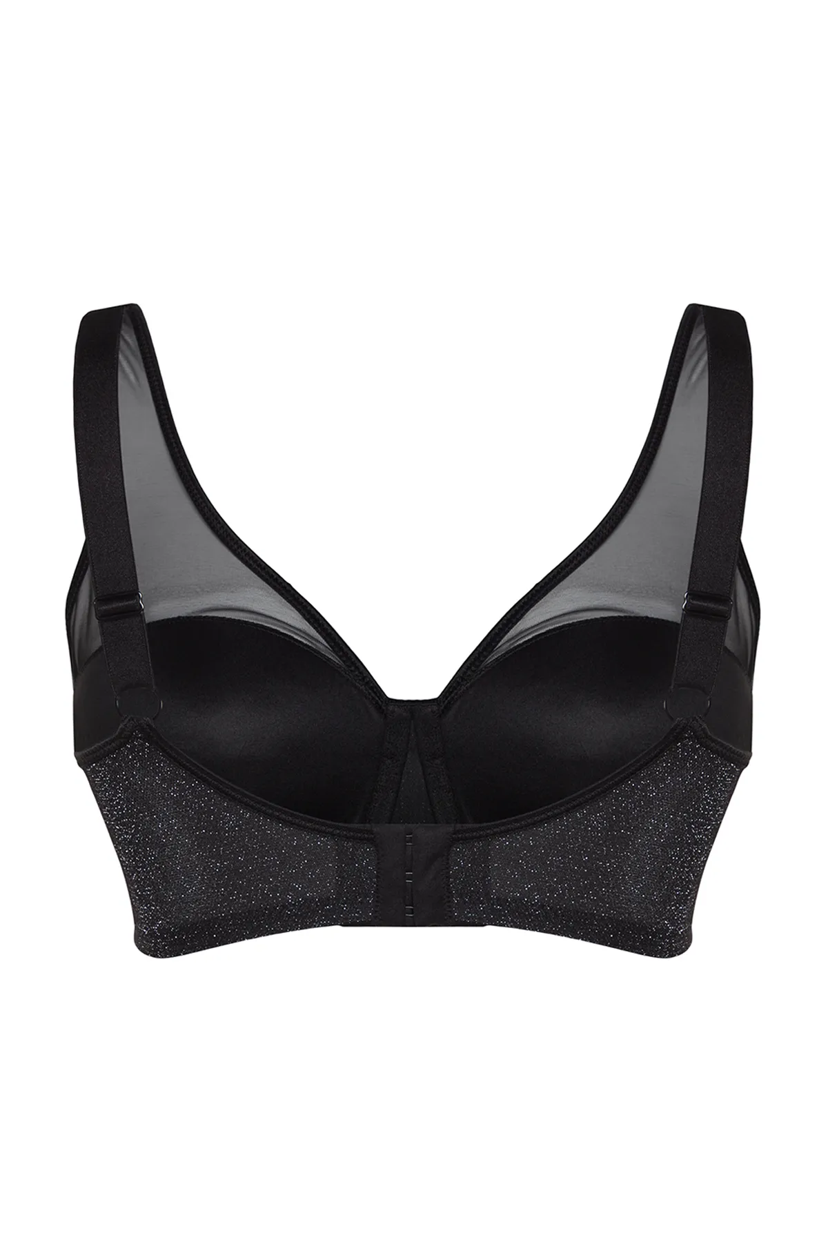Trendyol Curve  Schwarzer, mit Glitzer überzogener Netz-BH TBBAW24CW00006