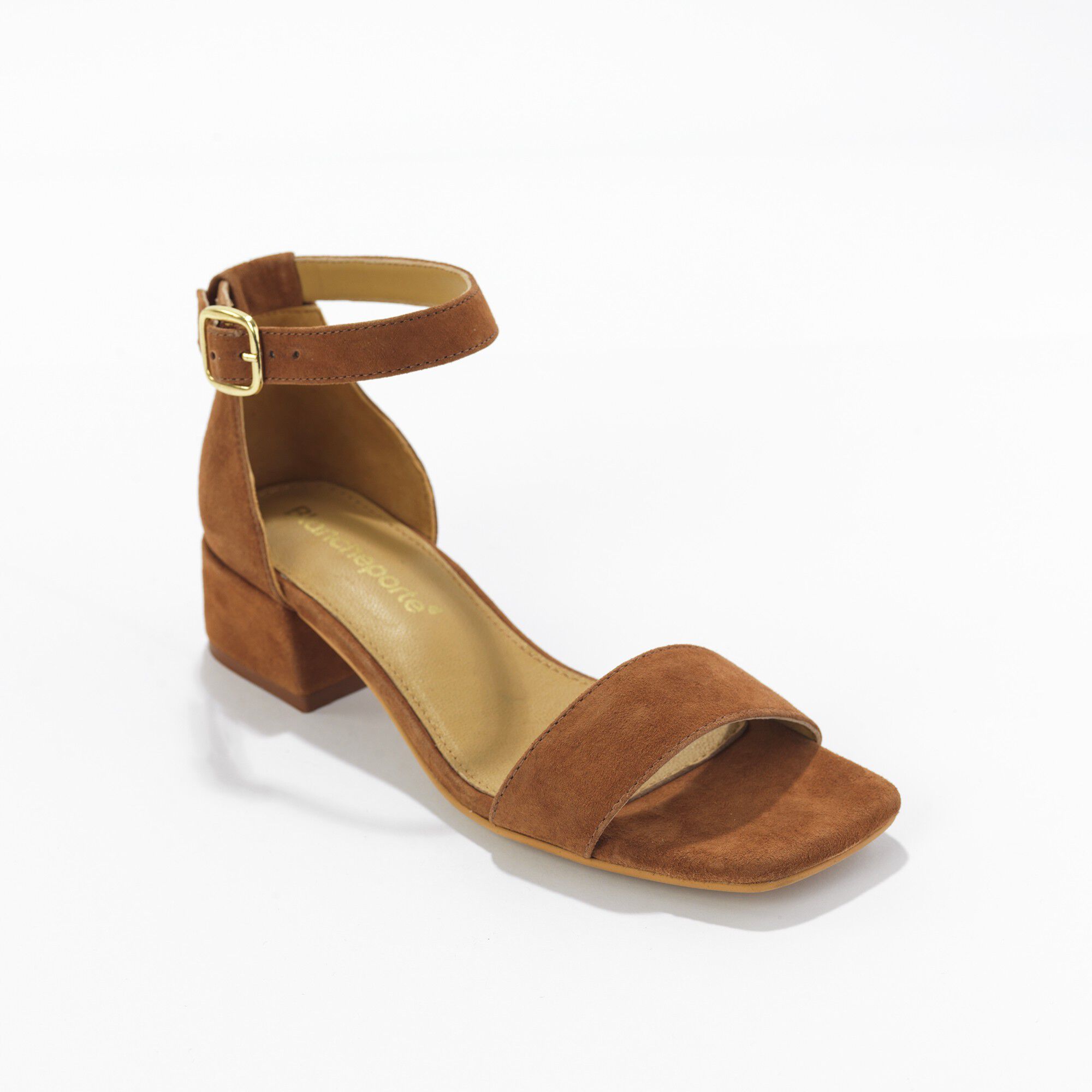 Sandales en croûte de cuir à bride et à talon