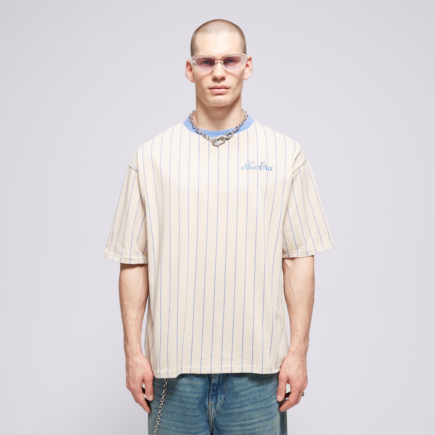 NEW ERA T-SHIRT NE PINSTRIPE OS NONE Beige