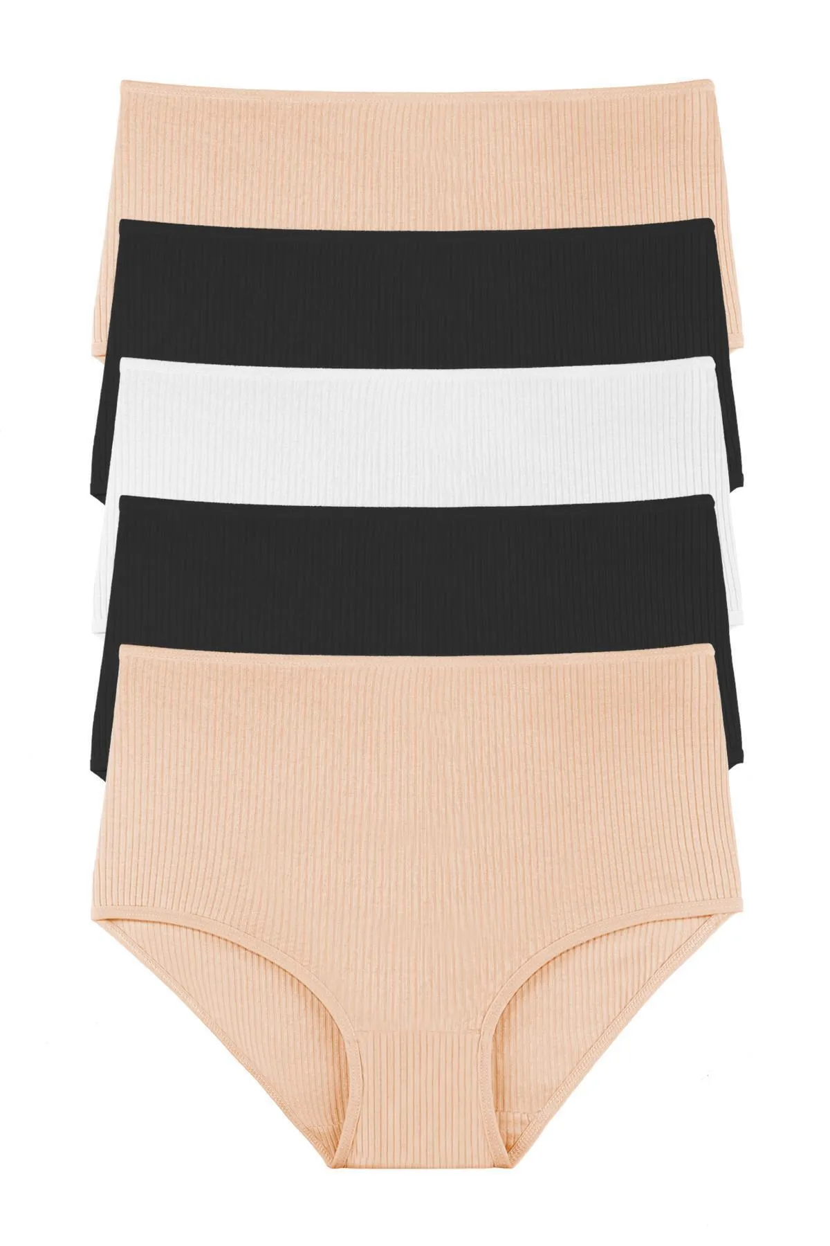 Sensu  Geripptes 5-teiliges Höschenset für Damen mit hoher Taille – Kts3080