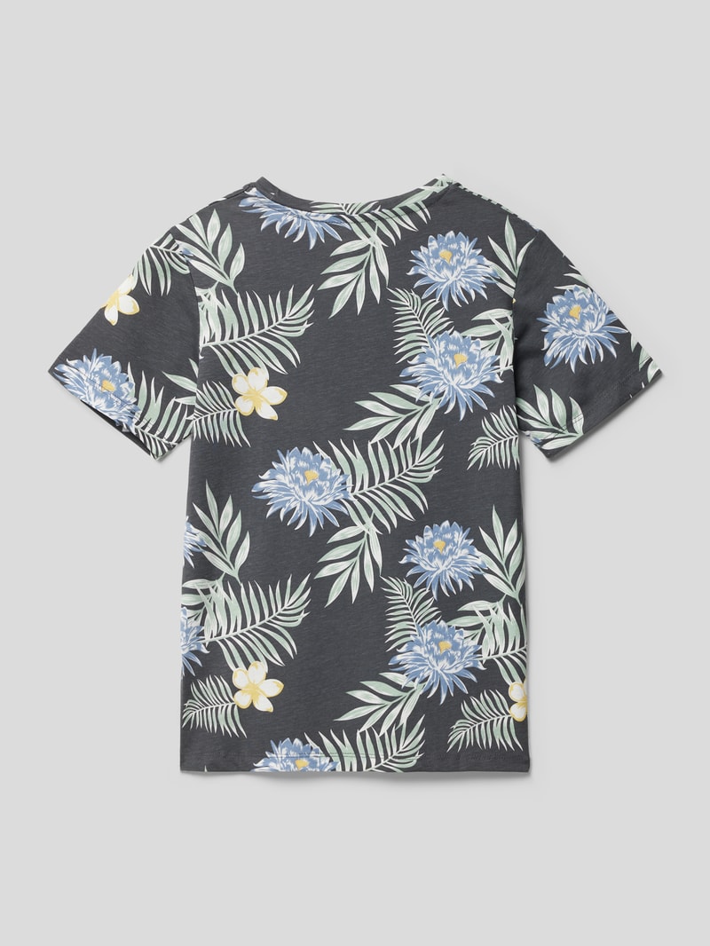 T-Shirt mit floralem Muster in anthrazit