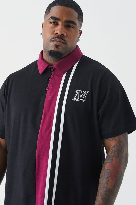 Plus Colour Block Striped Polo
