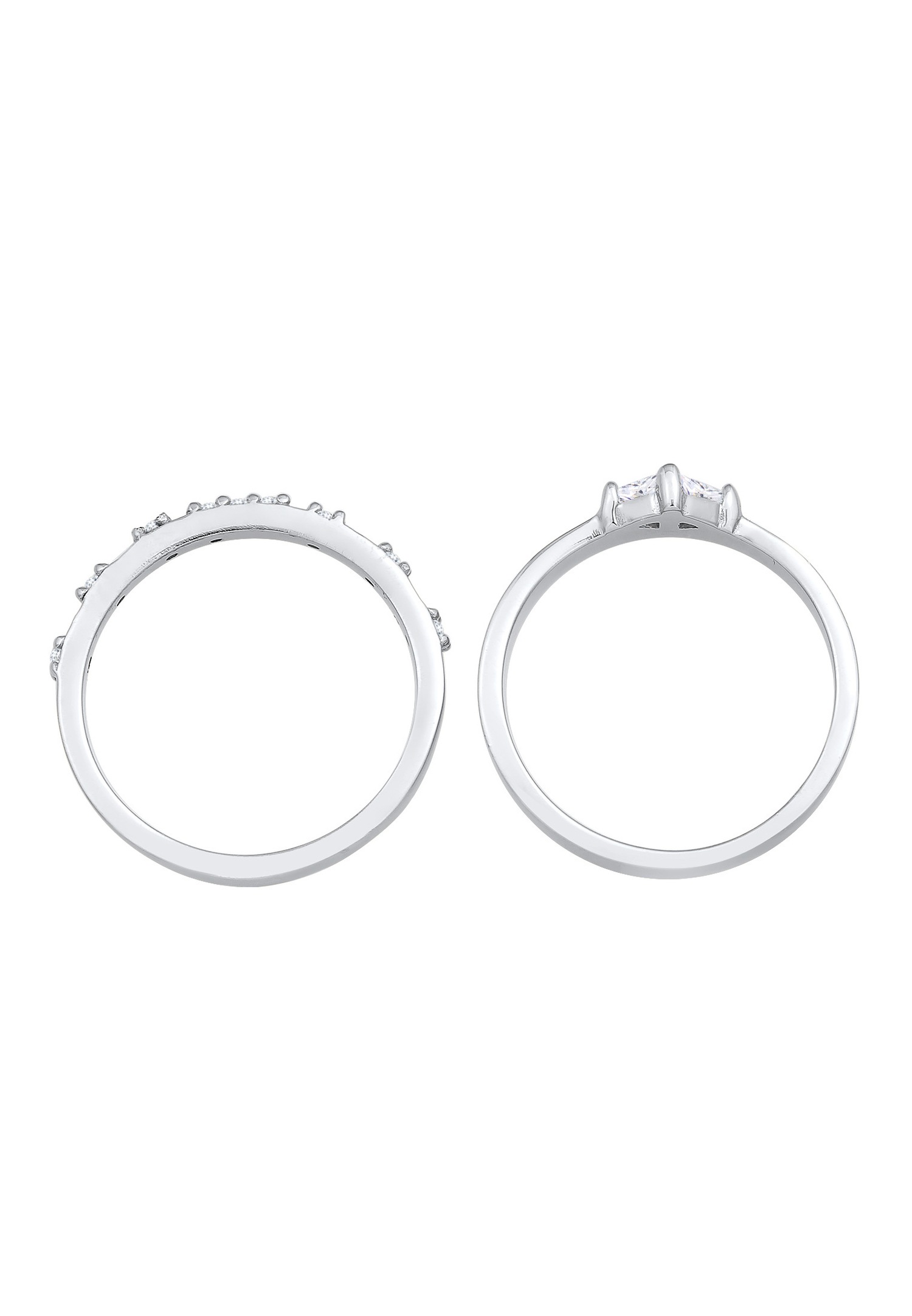 Conjunto de compromiso solitario Elli para mujer con cristales de circonita cúbica en plata de ley 925