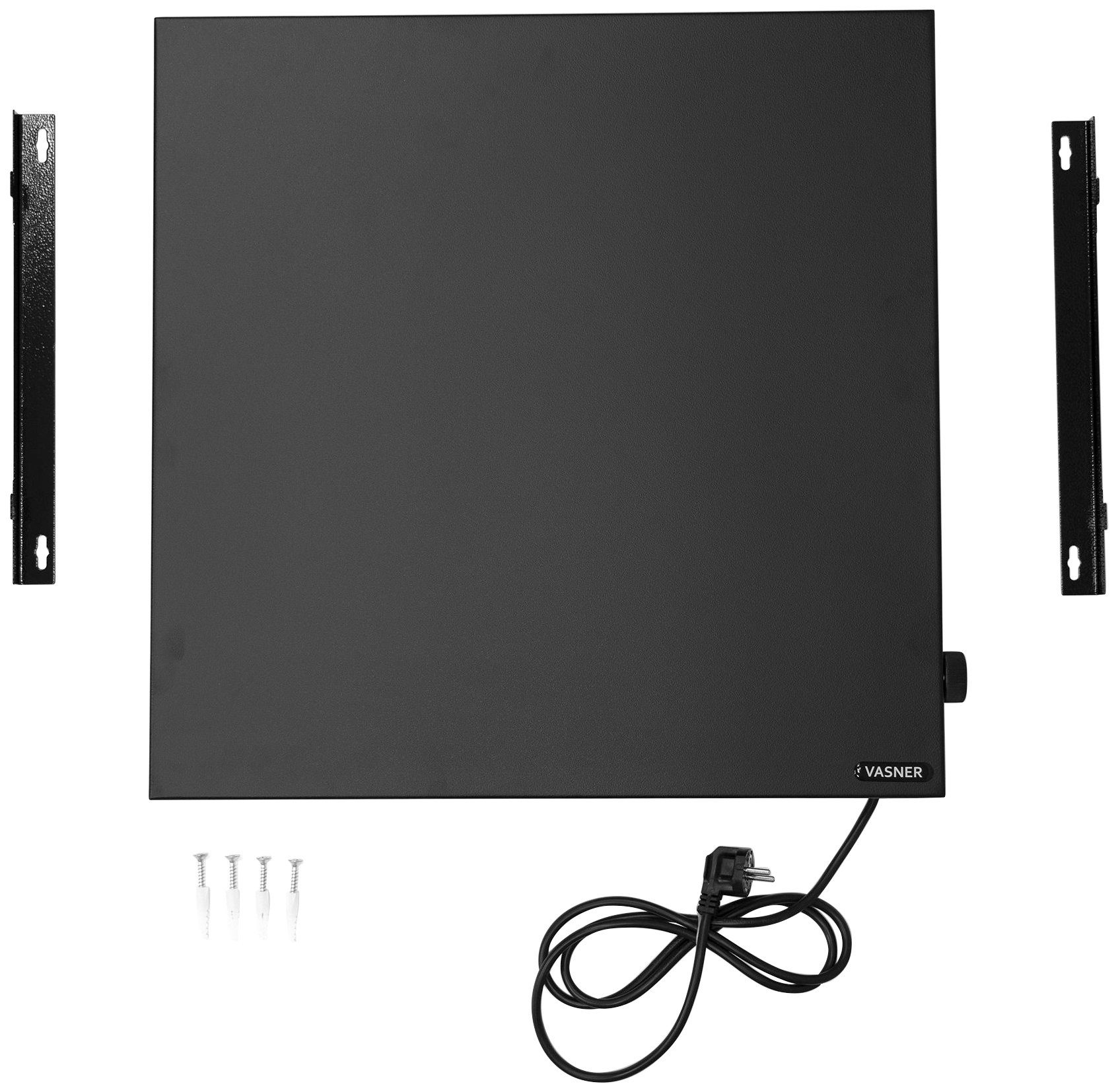 Vasner Infrarotheizung Konvi schwarz, Hybridheizung mit Konvektion & Thermostat, 600 Watt
