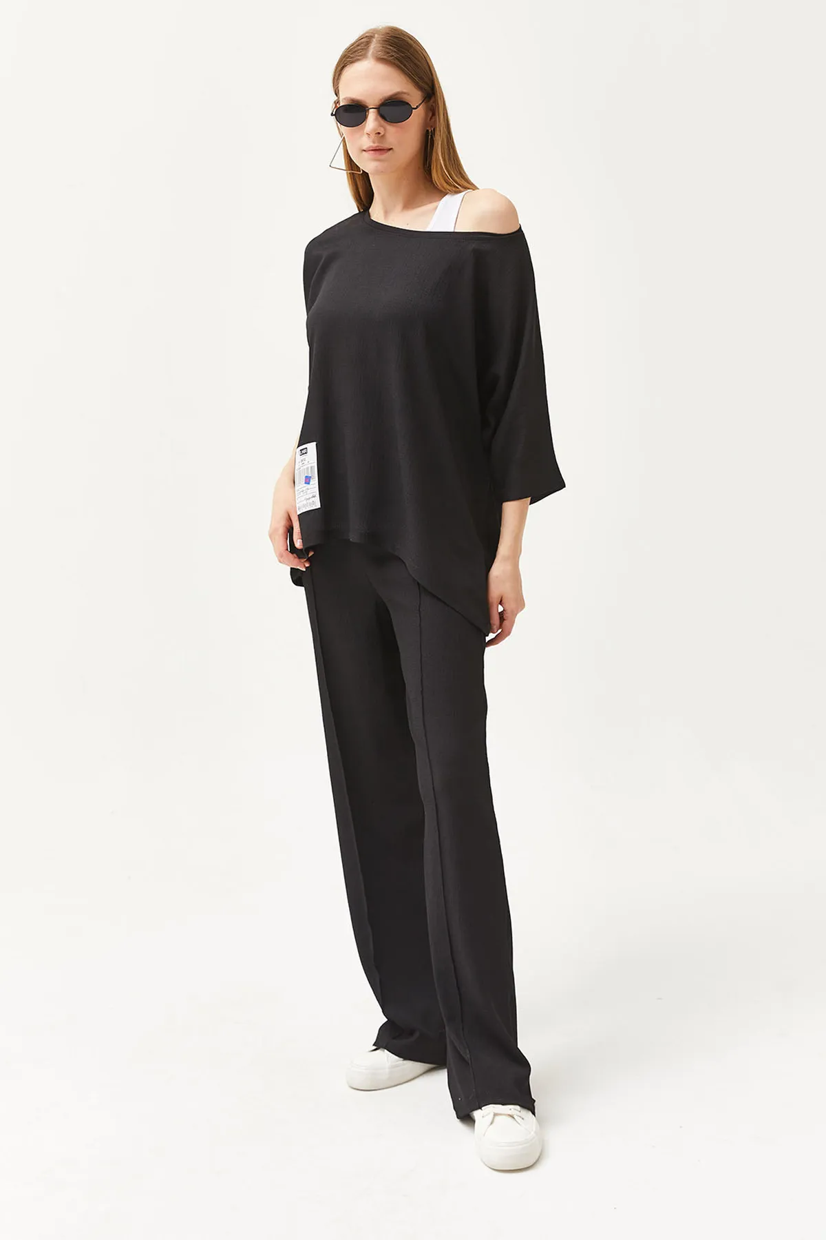 Olalook  Schwarzes Athlete-Bluse-Hosen-3-teiliges Set für Damen TKM-19000272