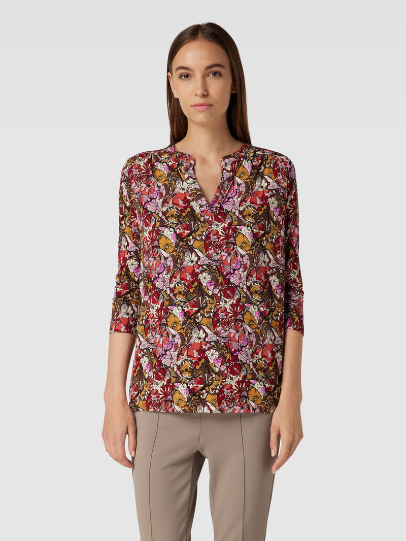 T-Shirt mit floralem Muster Modell 'MARICA' in bordeaux rot