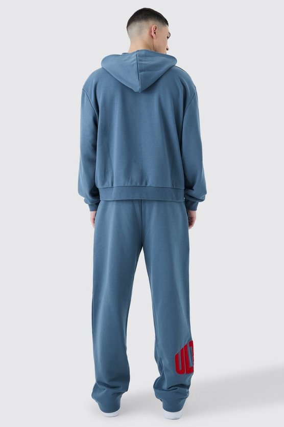 Kastiger Oversize Hoodie mit Reißverschluss und Borg-Applikation