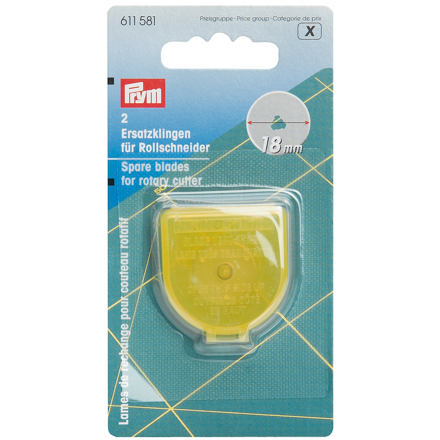 Prym Ersatzklingen, gerade Linie, für Super Mini Rollschneider, Inhalt: 2 Stück