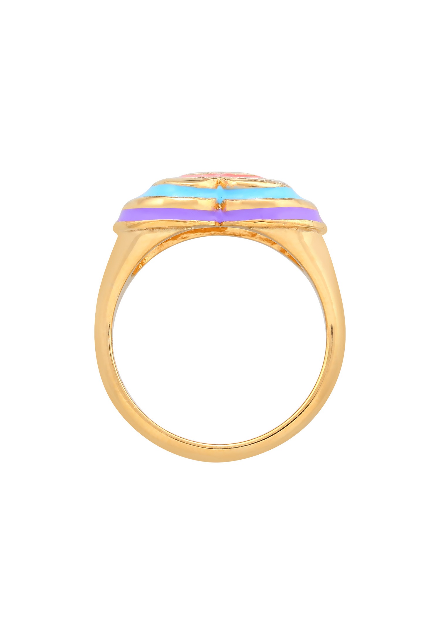 Brățară Elli pentru femei, model modern, în formă de inimă, cu email multicolor, din argint 925 placat cu aur
