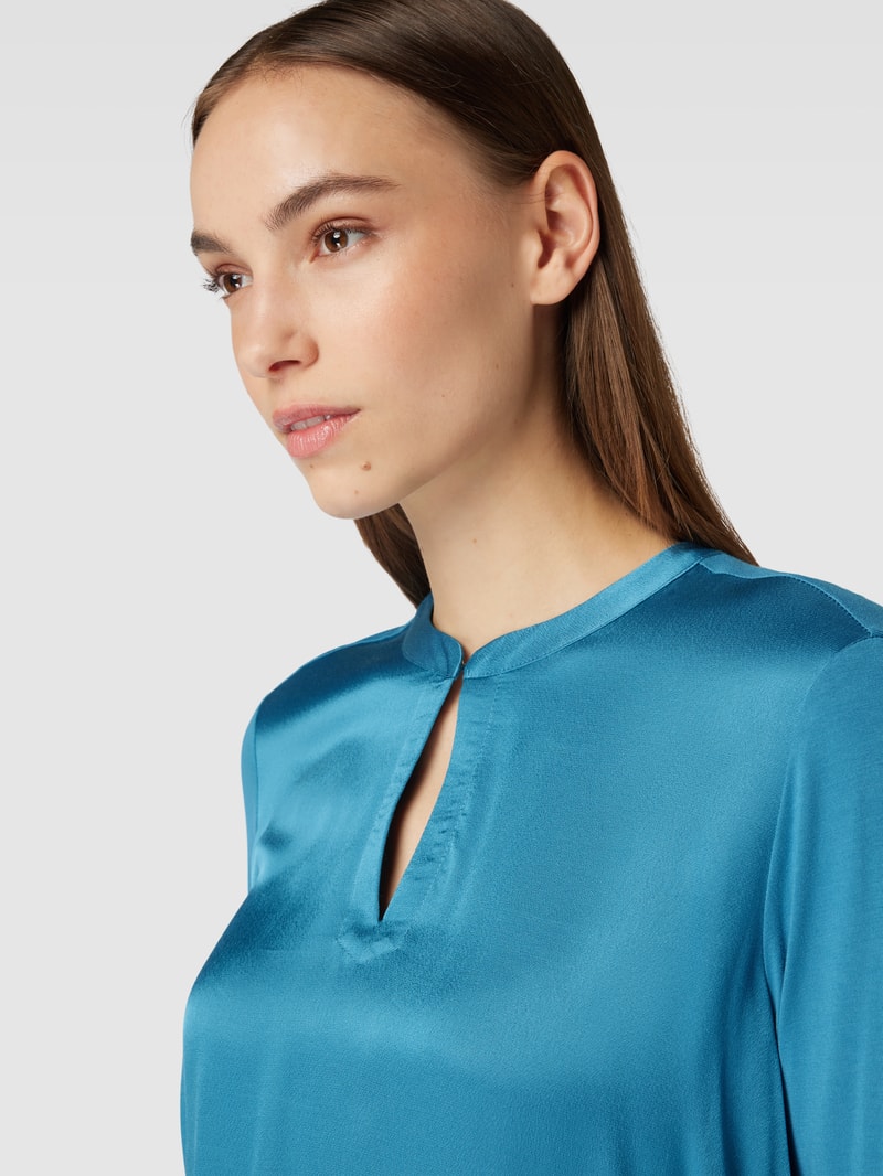 Bluse mit Schlüsselloch-Ausschnitt in blau