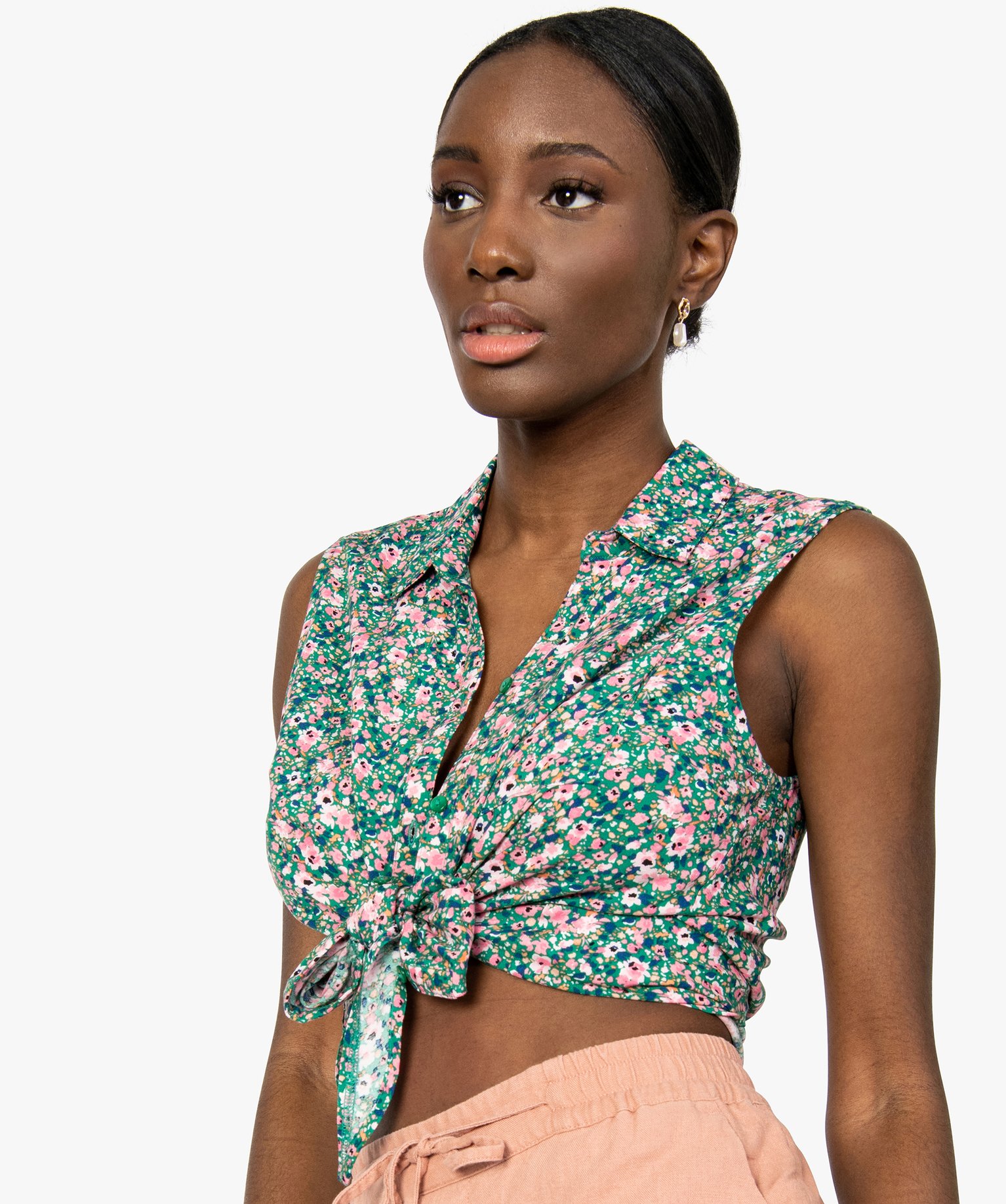 Chemise femme imprimée sans manches imprime | GEMO