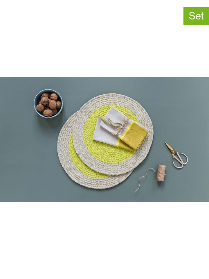Remember 2er-Set: Tischset in Beige/ Limette - Ø 38 cm günstig kaufen onesize