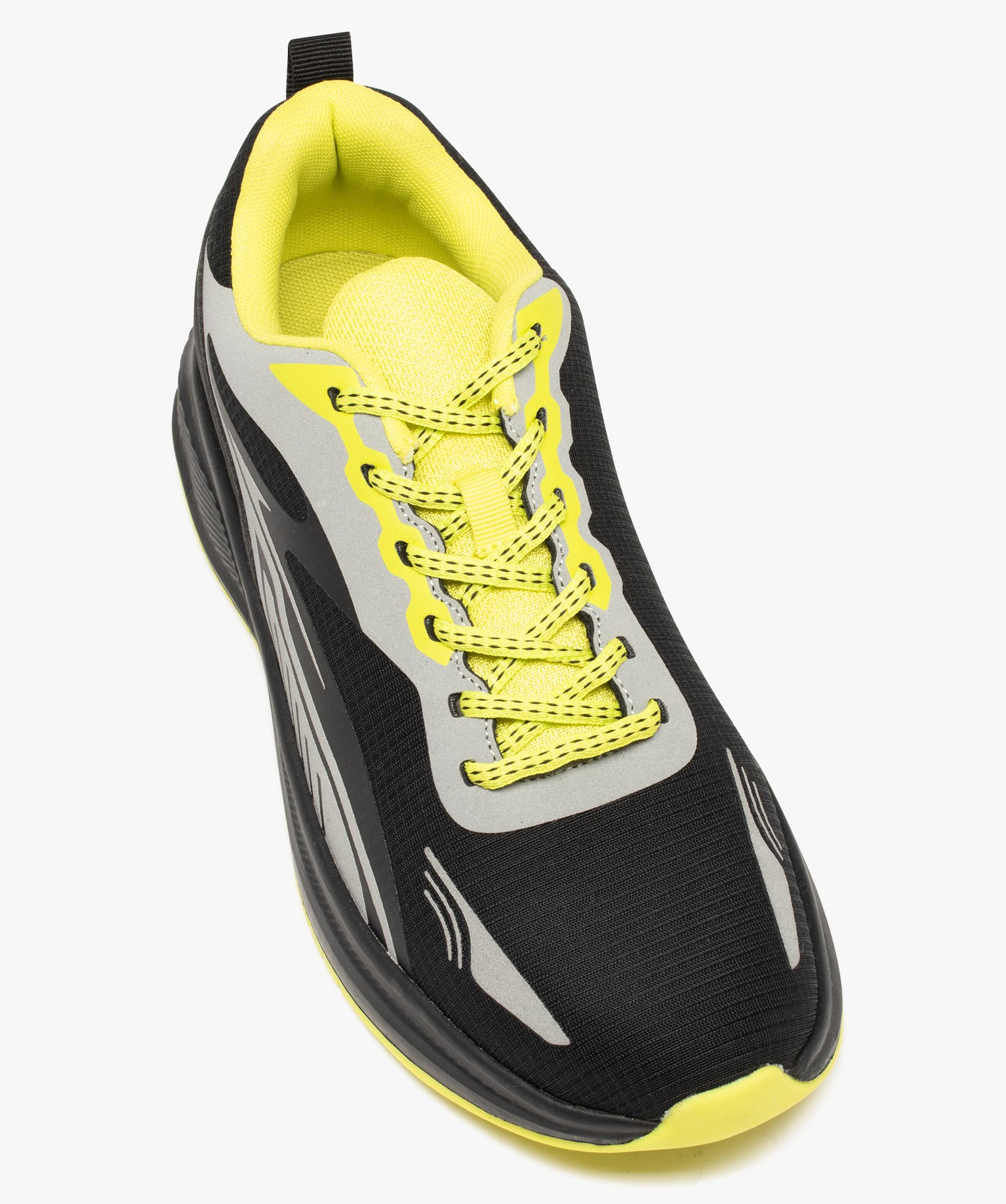 Baskets homme running en textile avec détails fluo noir | GEMO