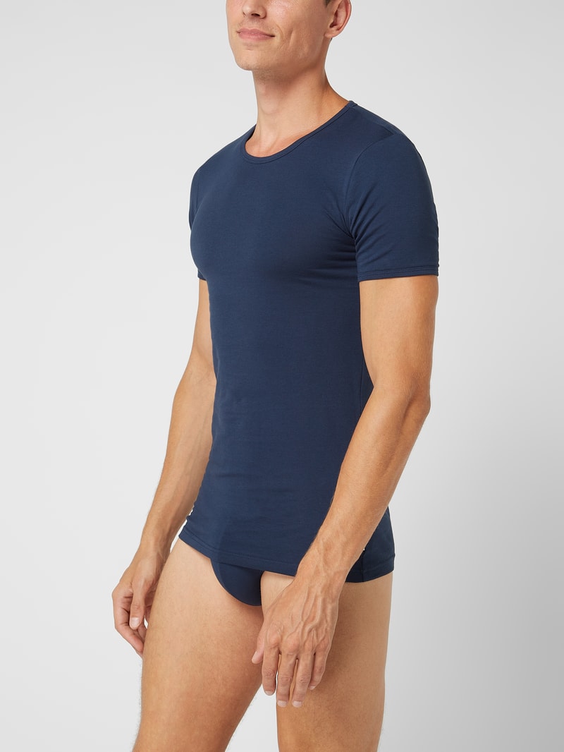 T-Shirt mit Stretch-Anteil im 2er-Pack in marineblau