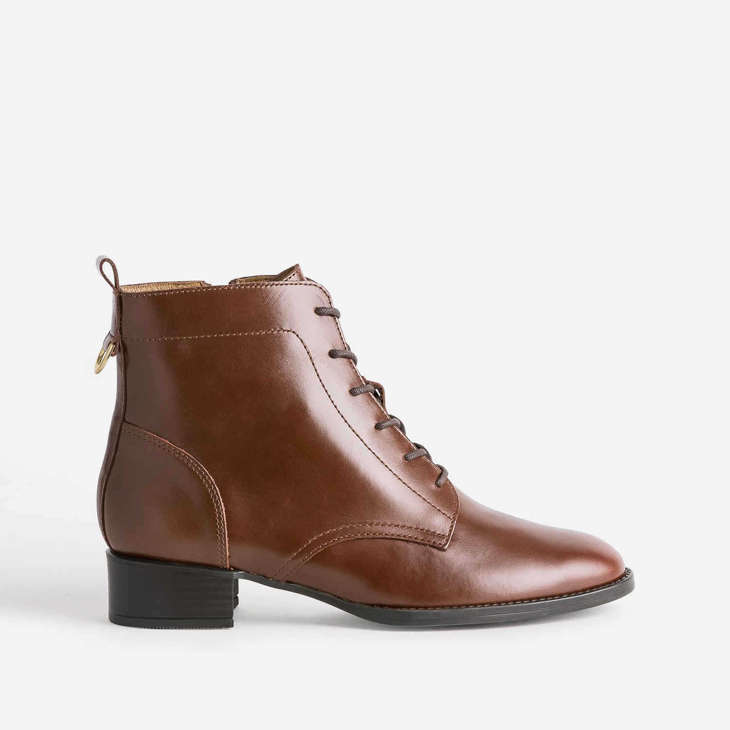 Bottine à lacet ERAM FLEX cognac en cuir
