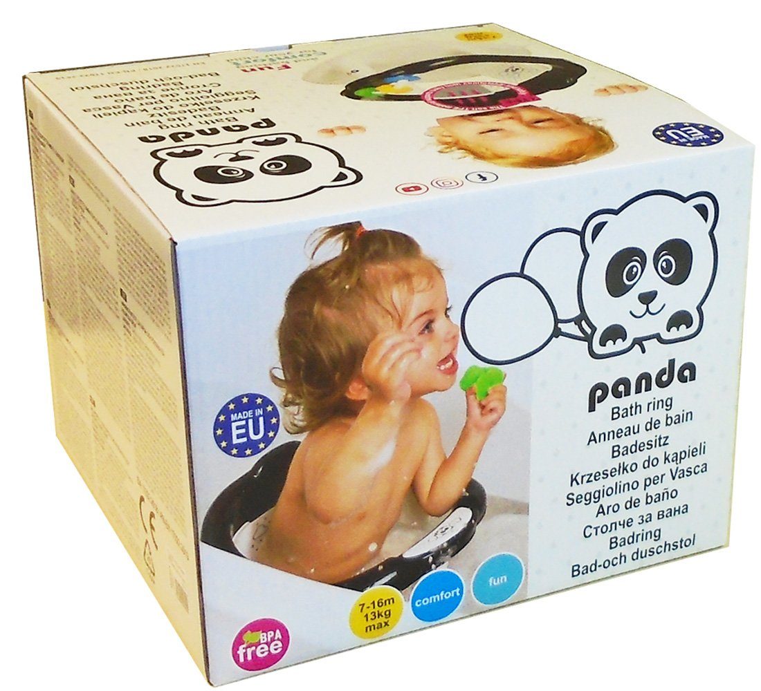 Maltex Badesitz 2 Teile Set -Badesitz Panda– Schwarz-Weiß - BABYBADESITZ+ SPIELZEUGBOX