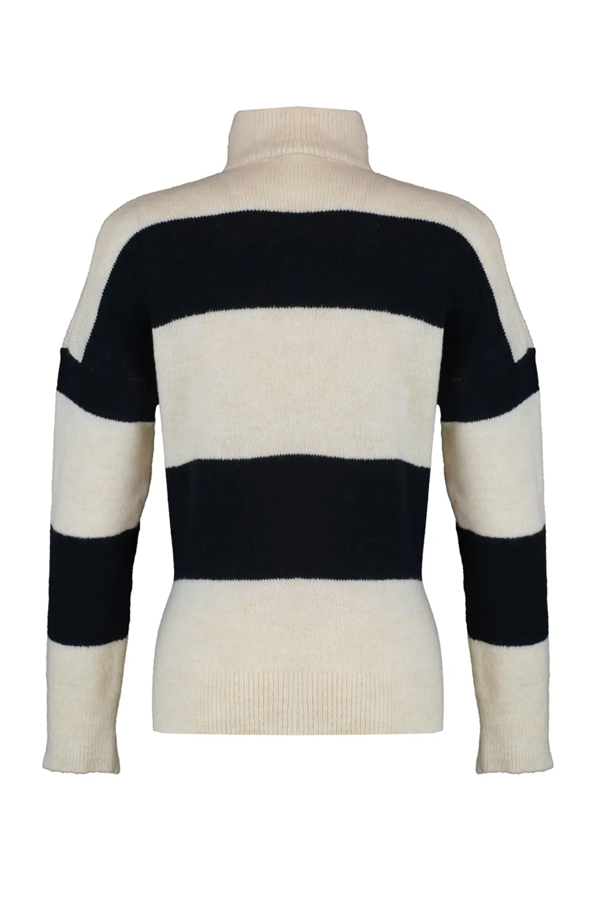 Trendyol Collection  Steinfarbener, weich strukturierter Strickpullover mit Stehkragen und Reißverschluss TWOAW22KZ0424