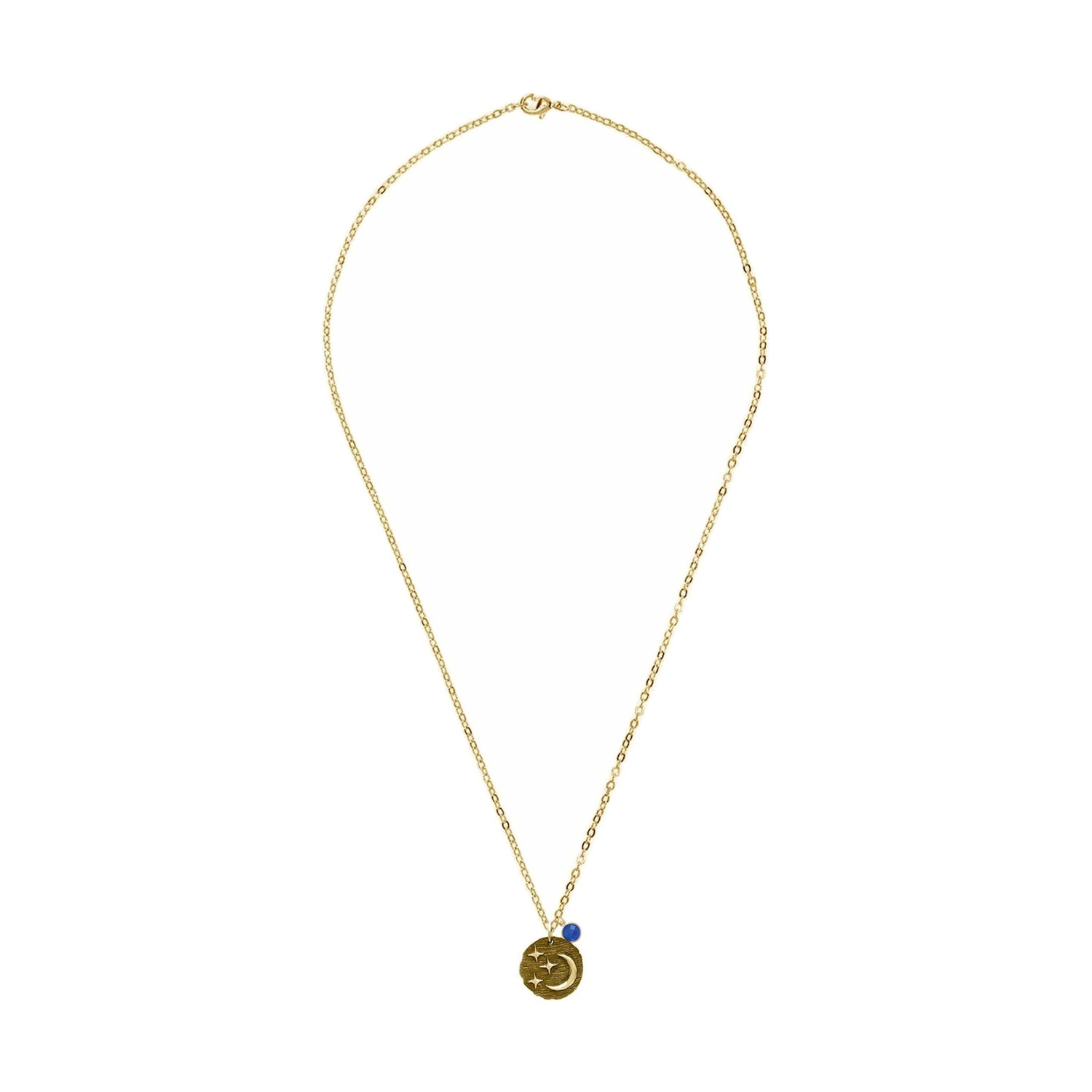 Kette mit Anhänger 'Mond und Sterne Antik Saphir'