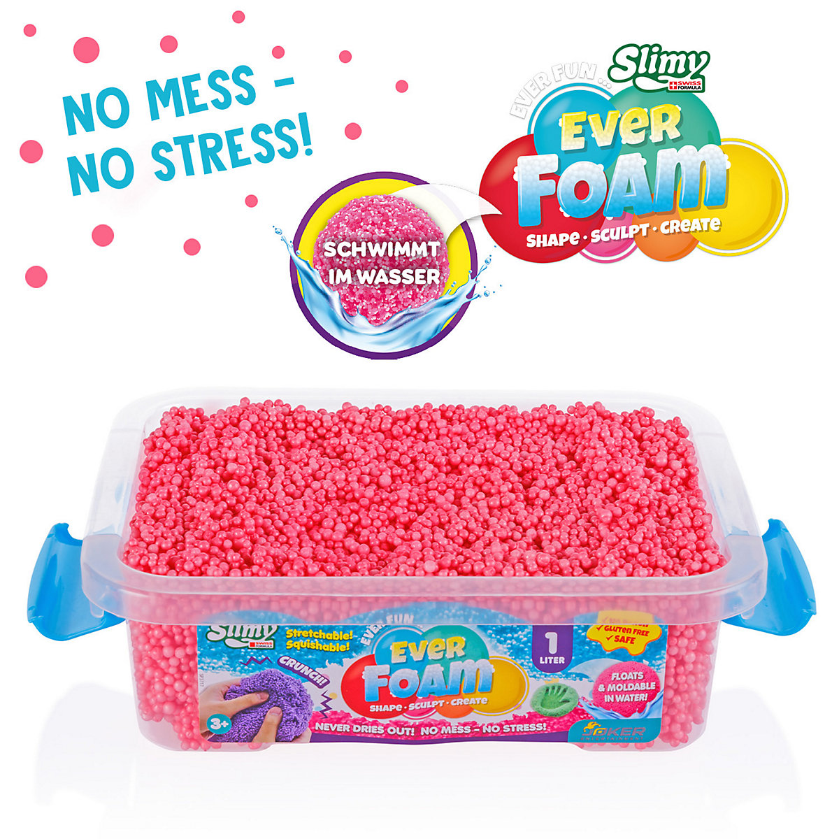 SLIMY Ever Foam - 1 Liter ultimativ sensorische original Slimy Wolkenschleim Spielmasse, die niemals trocknet!