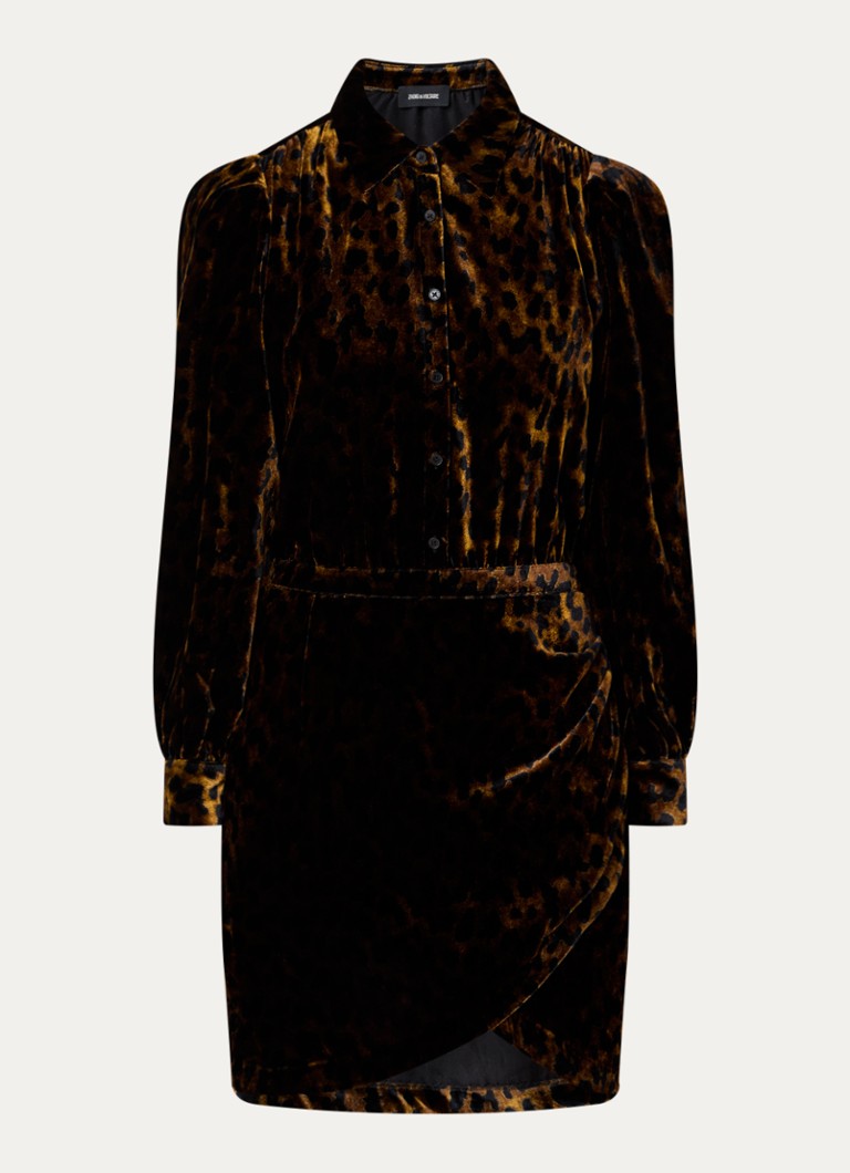 Rochie scurtă Rulipe de la Zadig & Voltaire din catifea cu imprimeu leopard