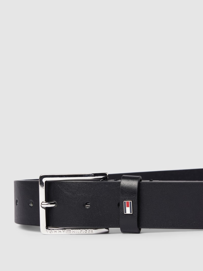 Gürtel aus Leder mit Label-Detail Modell 'OLIVER' in schwarz