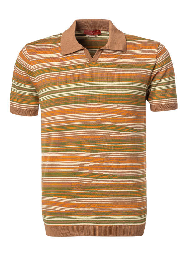 DANIELE FIESOLI, Polo-Shirt, Baumwoll-Strick, braun gestreift