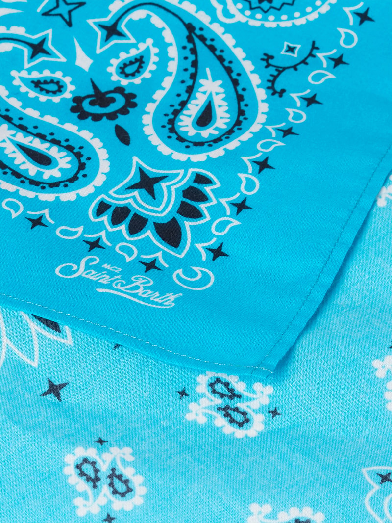 Schal mit Label-Print Modell 'FOULARD' in hellblau