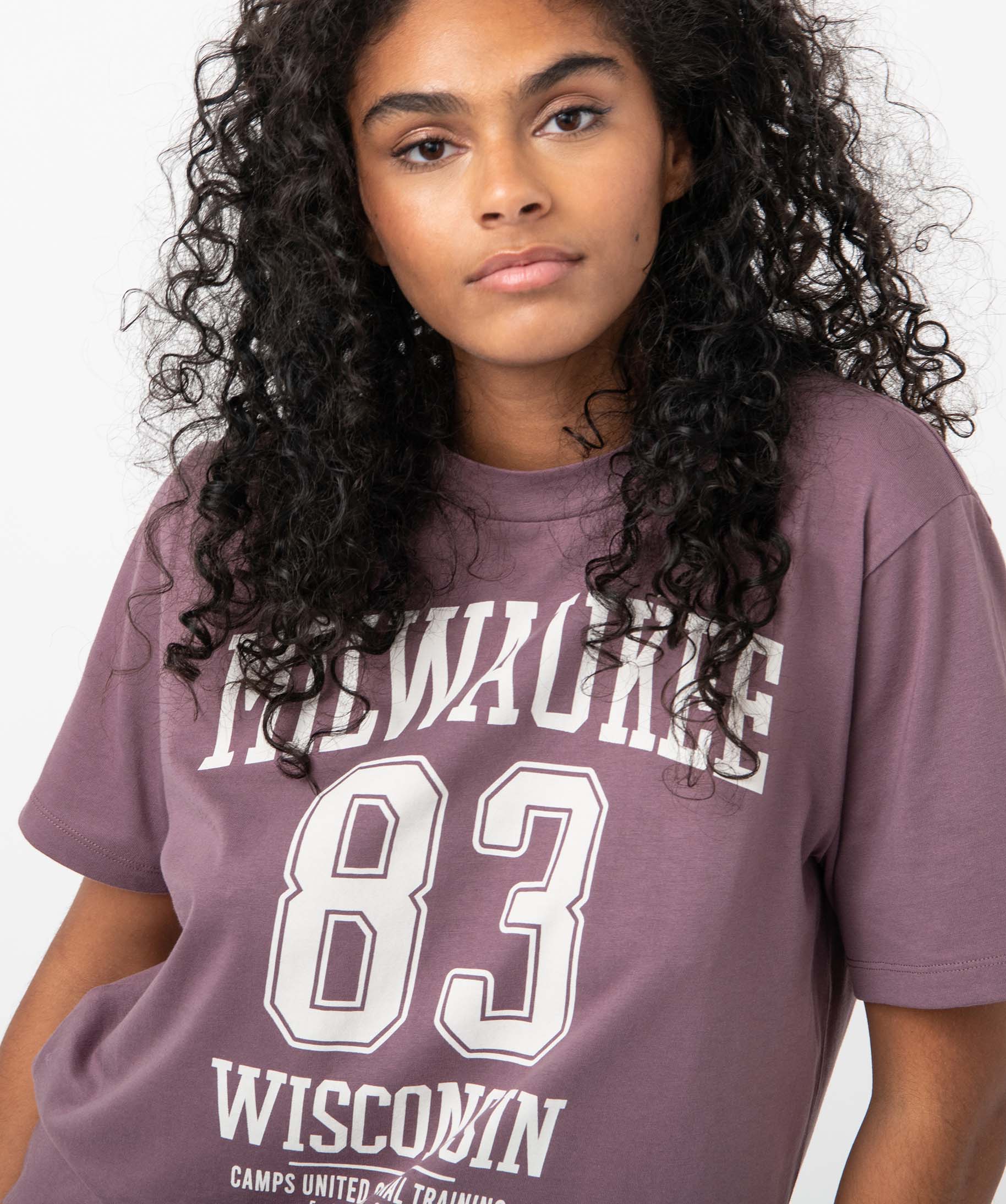 Tee-shirt femme à manches courtes oversize – Camps United violet | GEMO