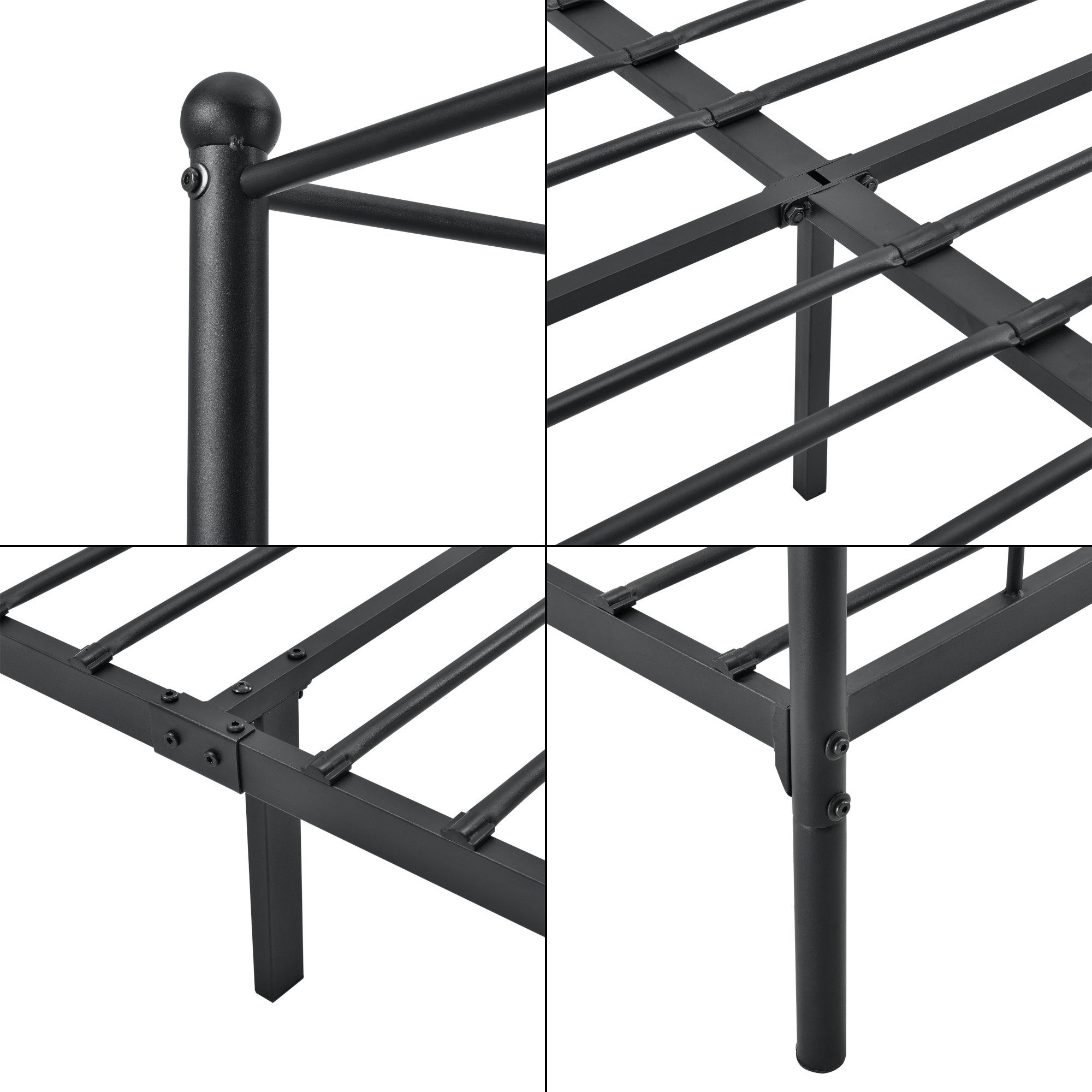 en.casa Himmelbett, Lahti Metallbett Doppelbett Schwarz 180x200cm