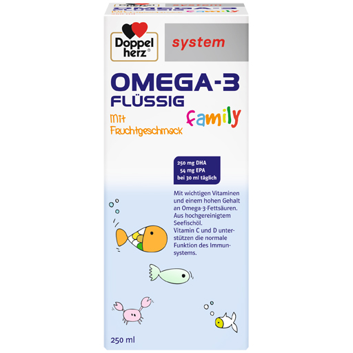 DOPPELHERZ Omega-3 flüssig family system  250 ml  Flüssigkeit zum Einnehmen