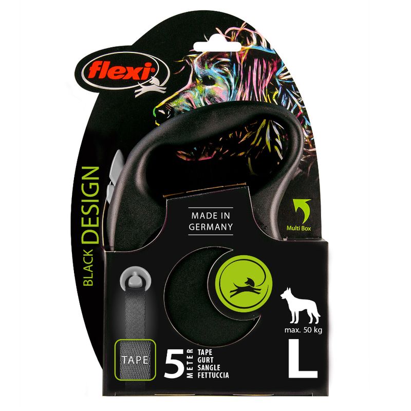 flexi Black Design Gurt-Leine schwarz - 5 m