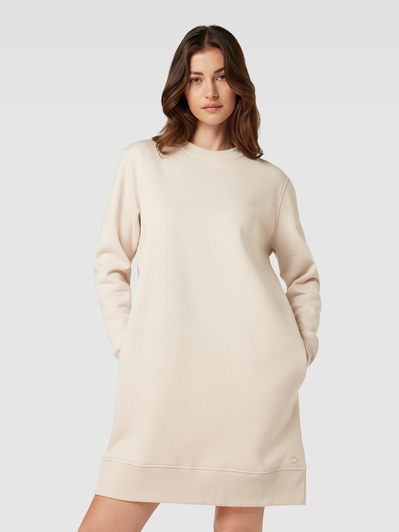 Sweatkleid mit gerippten Abschlüssen in ecru