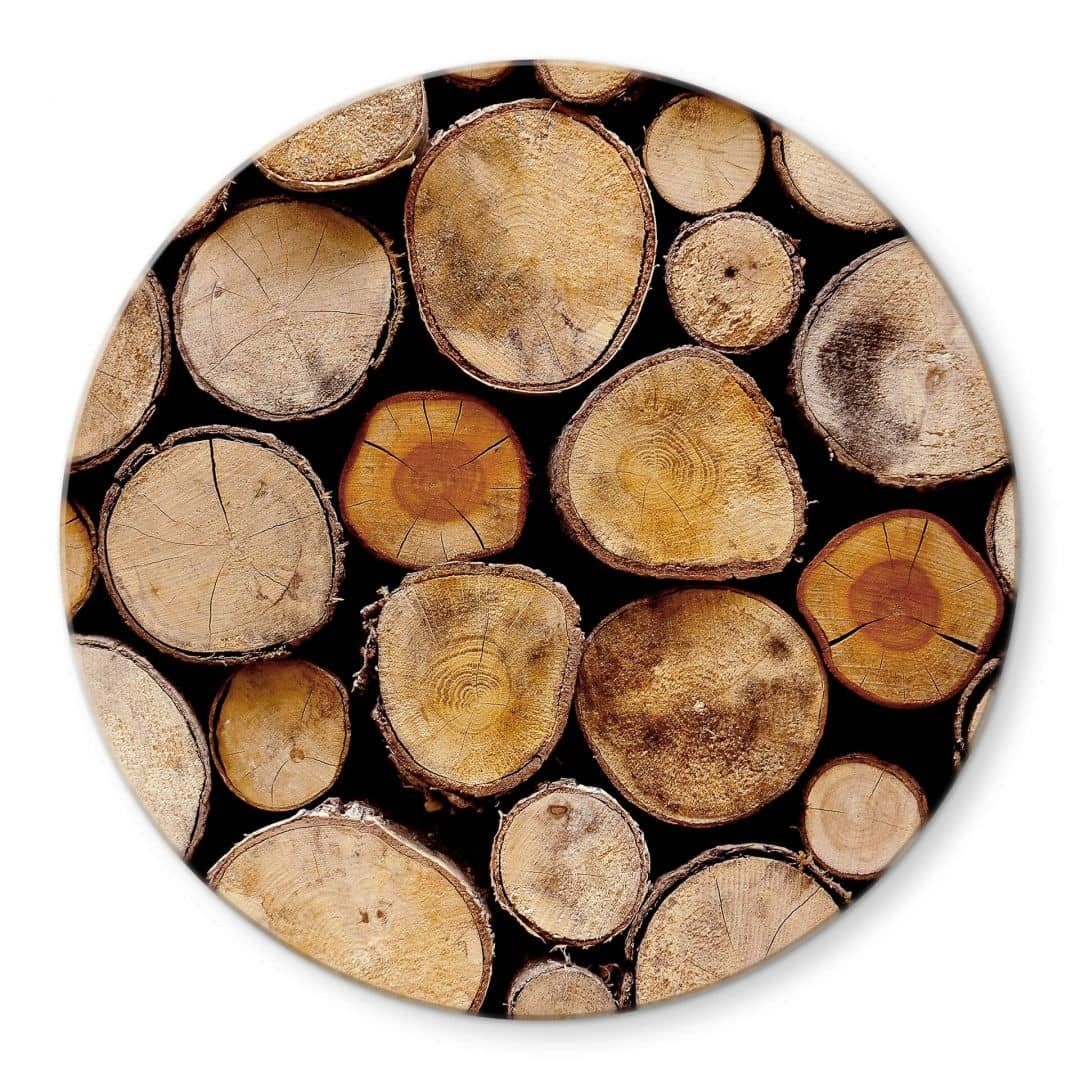 K&L Wall Art Arbeitsplatte Glas Tischplatte Holz Optik Glastisch Baumstamm Maserung Glasplatte