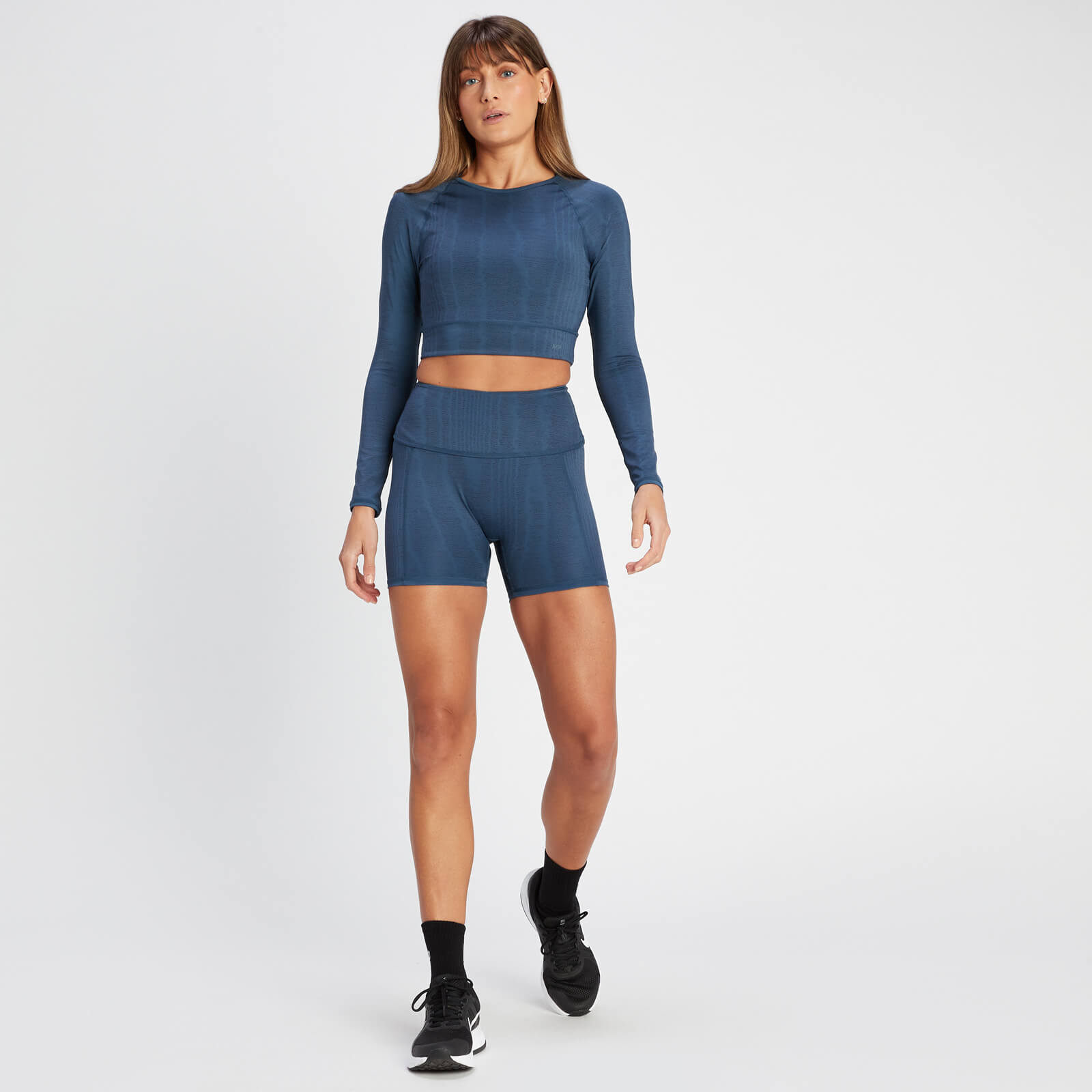 Crop top réversible à manches longues MP Tempo pour femmes – Ardoise foncé