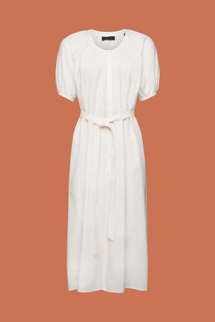 Midi-Hemdblusenkleid mit Bindegürtel, Baumwollmix