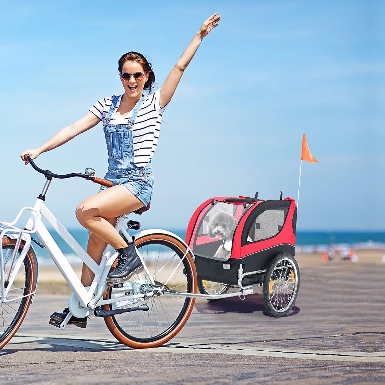 Costway Hundeanhänger für Fahrrad, bis 40 kg belastbar