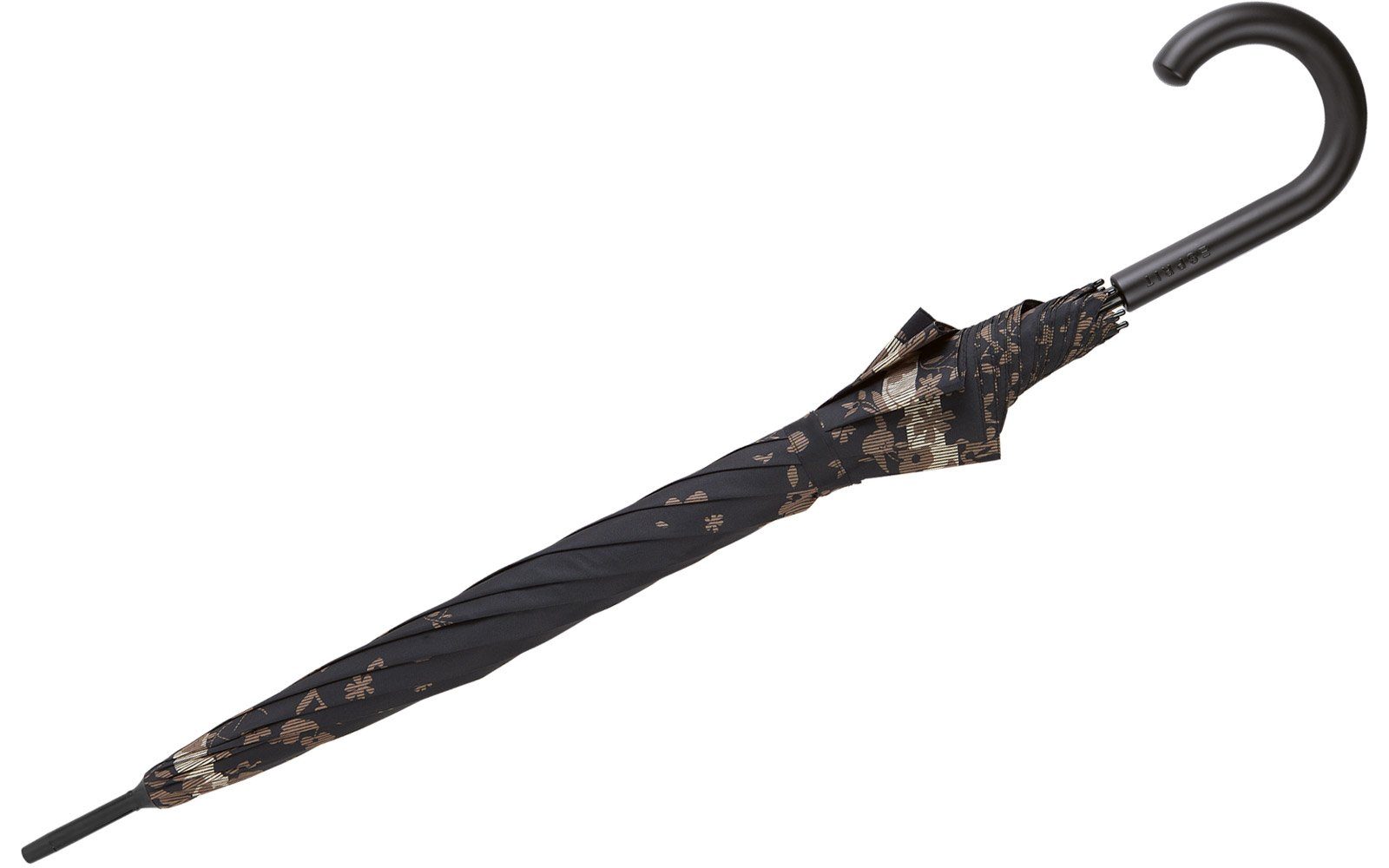 Esprit Langregenschirm Damen mit Auf-Automatik Poetry Flower - black, groß, stabil, mit Blumenmuster