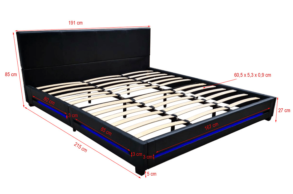 Home Deluxe LED Bett ASTEROID 180 x 200 Schwarz