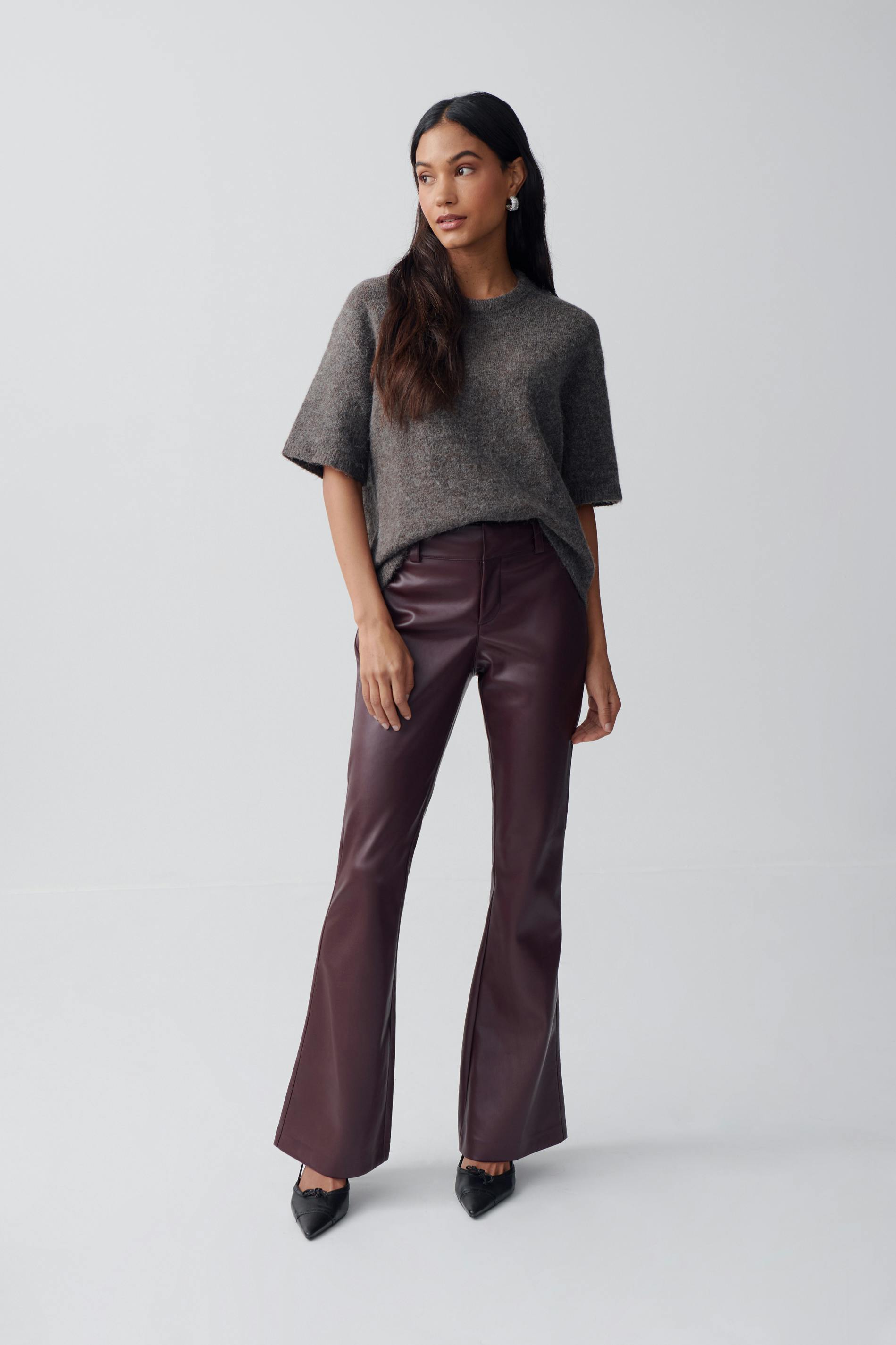 Pu bootcut trousers